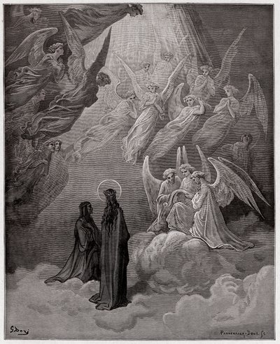 Az isteni színjáték (La Divina Commedia, La Divine Comedie), Paradiso, 20. ének: A világító lelkek énekelnek - Dante Alighieri (1265-1321) - Illusztráció: Gustave Dore (1832-1883) alkotó: Gustave Dore