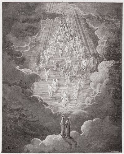 Az isteni színjáték (La Divina Commedia, La Divine Comedie), Paradiso, 21. ének: Beatrice és Dante a Szaturnusz szférájában - Dante Alighieri (1265-1321) - Illusztráció: Gustave Dore (1832-1883) alkotó: Gustave Dore
