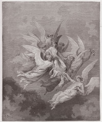 Az isteni színjáték (La Divina Commedia, La Divine Comedie), Purgatorio, 30. ének: Beatrice az angyalok között - Dante Alighieri (1265-1321) - Illusztráció: Gustave Dore (1832-1883) alkotó: Gustave Dore