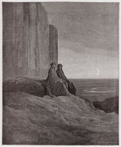 Az isteni színjáték (La Divina Commedia, La Divine Comedie), Purgatorio, 9. ének: Alkonyat - Dante Alighieri (1265-1321) - Illusztráció: Gustave Dore (1832-1883) alkotó: Gustave Dore