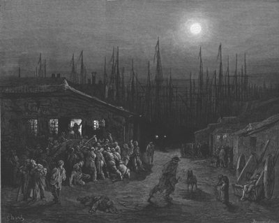 „The Docks – Night Scene”, 1872. alkotó: Gustave Dore