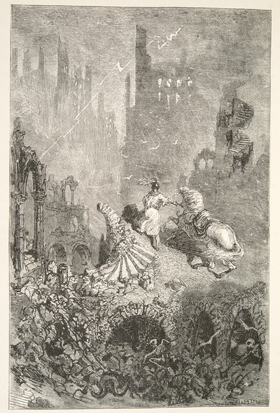 A King Pellams kastély bukása, Charles Henry Hanson Arthur király napjainak történeteiből, pub.1898 alkotó: Gustave Dore