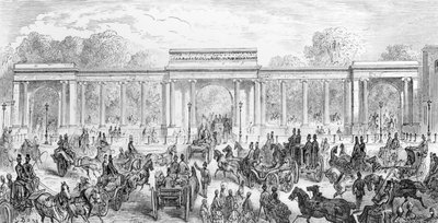 A Hyde Park bejárata, „London, egy zarándoklat” című művéből, William Blanchard Jerrolds, metszett A. Doms, 1872 alkotó: Gustave Dore