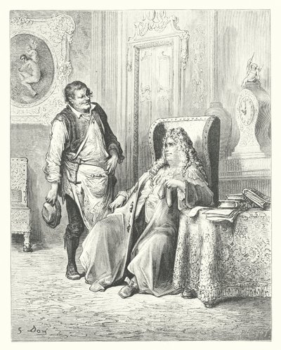 La Fontaine meséi: A suszter és a bankár (metszet): A suszter és a bankár. alkotó: Gustave Dore