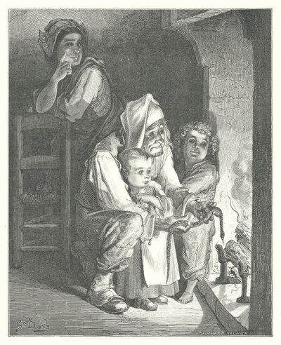 La Fontaine meséi: (metszet): A paraszt és a kígyó (metszet) alkotó: Gustave Dore