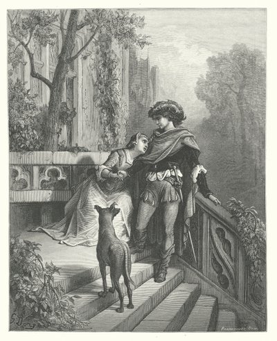 La Fontaine meséi: Fontaine: A két galamb (metszet). alkotó: Gustave Dore