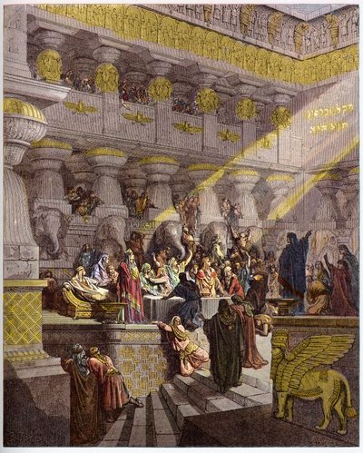 Baltazár ünnepe - Belsazár ünnepe - Belsazár ünnepe - Gustave Dore (1832-1883) "" The Bible Illustree"-be vésve - Metszet a "" A Dore Bibliából"" alkotó: Gustave Dore