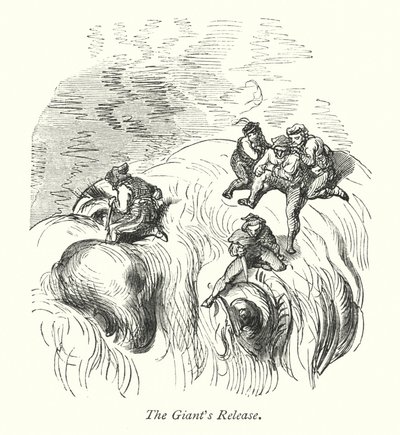 Az óriás kiszabadulása (metszet) alkotó: Gustave Dore