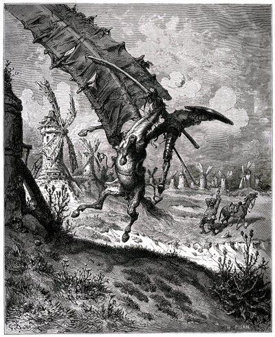 A Csatorna zseniális Hidalgo Don Quijote, Miguel de Cervantes alkotó: Gustave Dore