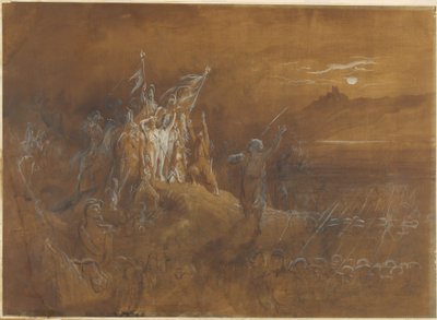 A francia katonák árnyalatai a múltból a Rajna-parti győzelemre buzdítják a hadsereget alkotó: Gustave Dore