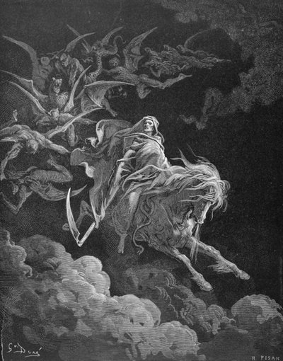 A Halál látomása, vésette: Heliodore Joseph Pisan (1822-90) 1868 körül alkotó: Gustave Dore