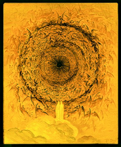 The Vision of the Empyrean, illusztráció a "The Dore Gallery"-ből, metszett Stephane Pannemaker (1847-1930), megjelent 1890 körül (digitálisan javított kép) alkotó: Gustave Dore