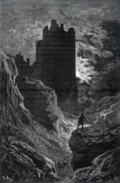 A félelem vára – Gustave Doré félelemillusztrációja, metszet alkotó: Gustave Dore