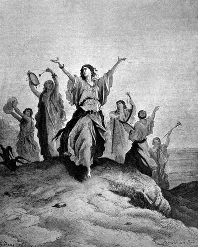 Jefte leánya, Izrael bírája elment apjához. Illusztráció: Gustave Doré. századi metszet. alkotó: Gustave Dore