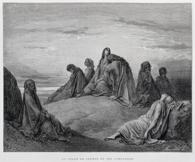 Jeftá lányai, Illusztráció a Dore Bibliából alkotó: Gustave Dore