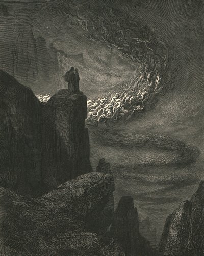 A pokol viharos robbanása nyugtalan dühvel hajtja a szellemeket, c1890. alkotó: Gustave Dore