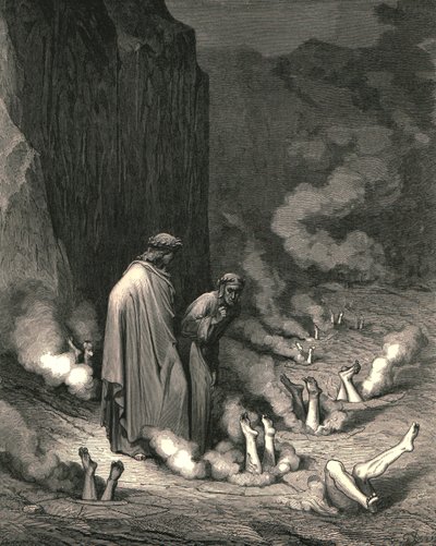 Ott állt, szeretem a barátot, aki nyomorult gyilkosságra fakad, c1890. alkotó: Gustave Dore