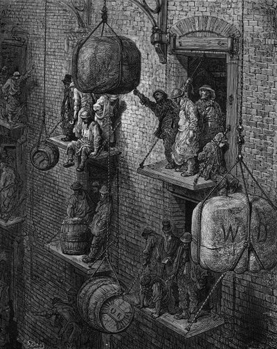 Viktoriánus londoni raktár alkotó: Gustave Dore