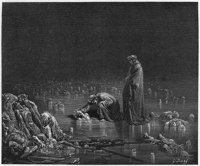 Vergilius (Kr. e. 70-19) és Dante, illusztráció az isteni színjátékból (Inferno), Dante Alighieri (1265-1321), Párizs, 1885-ben alkotó: Gustave Dore