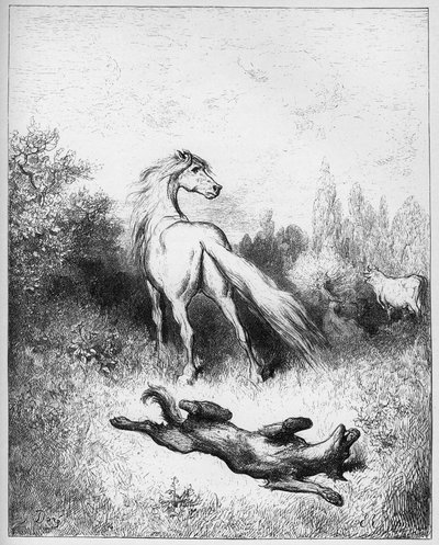 a ló és a farkas – A ló és a farkas – Jean de La Fontaine meséiből alkotó: Gustave Dore