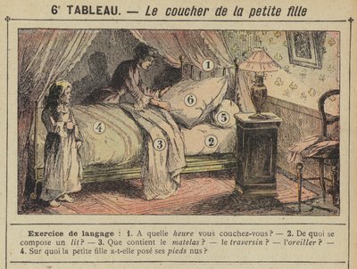 A kislány lefekvés ideje (színes litho) alkotó: Gustave Fraipont