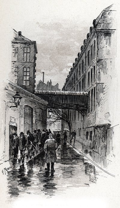 Kilátás egy flophouse-ra (doss-house vagy doss house) a rue de la Bucherie-n, a Maubert kerületben, Párizs Gustave Fraipont (1849-1923) rajza Saint-Jurs-ból alkotó: Gustave Fraipont