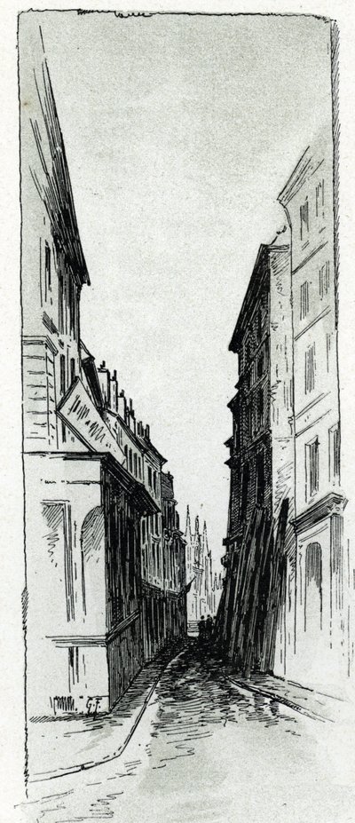 Kilátás a Hotel Colbert utcára a párizsi Maubert tér közelében Gustave Fraipont (1849-1923) rajza Saint-Jursból alkotó: Gustave Fraipont