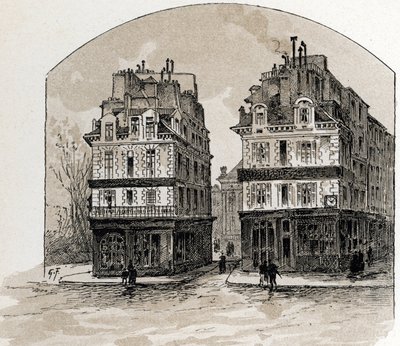 Kilátás a párizsi Pont-Neuf régi házaira (Régi házak a Pont Neuf hídon, Párizs) Gustave Fraipont (1849-1923) rajza Saint-Juirs-ból alkotó: Gustave Fraipont
