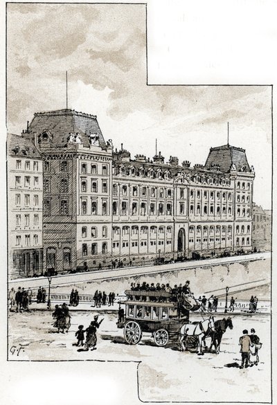 Kilátás a rendőrségre a quai des golfevres-en, Párizs Gustave Fraipont (1849-1923) rajza Saint-Juirs-ból alkotó: Gustave Fraipont