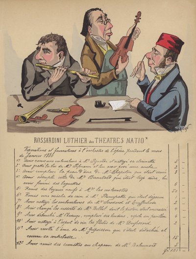 Hangszerszámla az opera zenekarának (színes litó) alkotó: Gustave Frison