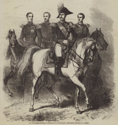 Sándor orosz császár, valamint Konstantin, Miklós és Mihály nagyhercegek alkotó: Gustave Janet