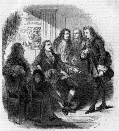Nagy Péter orosz cár (1672-1725) és Voltaire (Francois Marie Arouet) (1694-1778) találkozása. Gustave Janet metszet alkotó: Gustave Janet