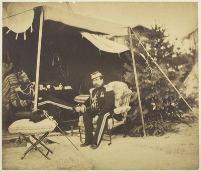 Tisztek egy sátorban, Camp de Châlonsban alkotó: Gustave Le Gray
