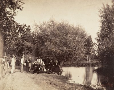 Jelenet egy tó mellett a Petit-Mourmelon malomnál, 1857. alkotó: Gustave Le Gray