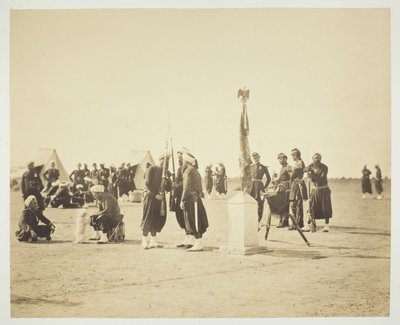 A Zouave Ezred felvont zászlaja, Camp de Châlons alkotó: Gustave Le Gray
