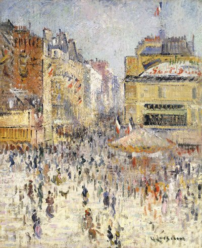 Bastille-nap a Rue de Clignancourt-on, Párizs; Július tizennegyedikén Párizsban, a Rue de Clignancourt-ban, alkotó: Gustave Loiseau