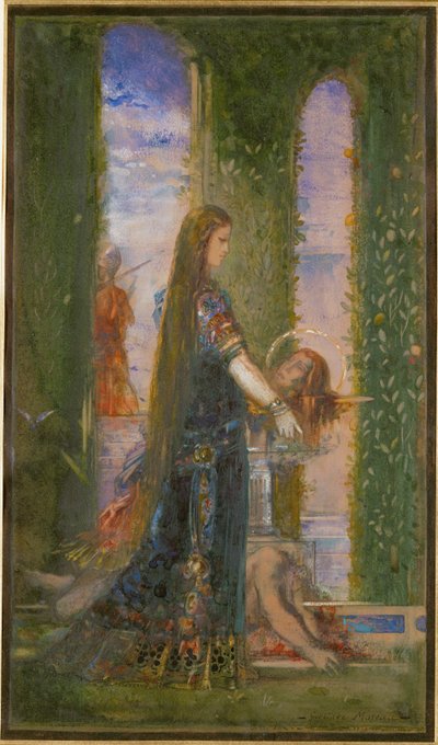 Salome a kertben, vagy Salome, amint Keresztelő Szent János fejét viszi (akvarell és gouache, papír) alkotó: Gustave Moreau