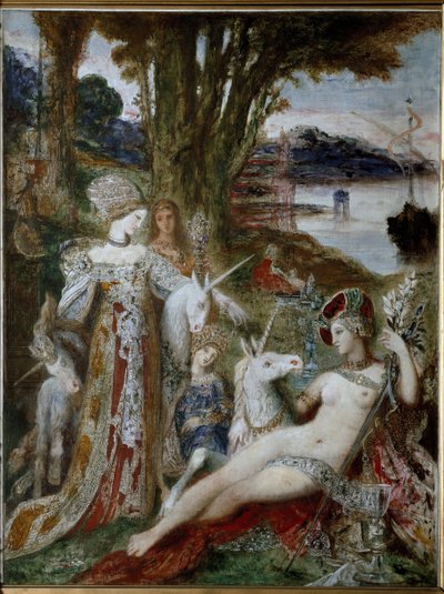 Az Unikornisok – Olaj, vászon, 1885 körül alkotó: Gustave Moreau