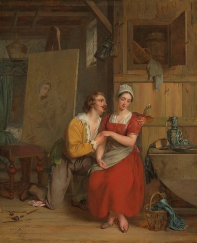 Anthony van Dyck udvarol a modelljével alkotó: Gustave Wappers