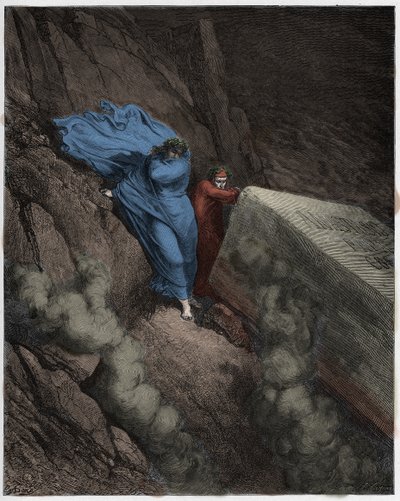 Inferno, 11. ének: II. Anasztáz pápa égő sírja (II. Anasztáz), illusztráció Dante Alighieri Isteni színjátékából, 1885 (digitálisan színes metszet) alkotó: Gustave after Dore
