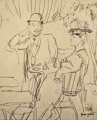 Pár egy kávézóban (ceruza, papír) alkotó: Gwen John