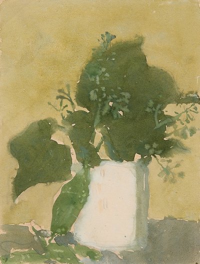 Zöld levelek fehér kancsóban (akvarell, gouache és ceruza, papír) alkotó: Gwen John