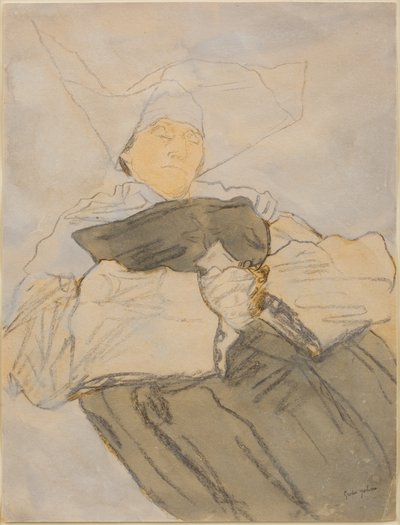 Alvó apáca, 1916-18 körül (szén, akvarell és gouache) alkotó: Gwen John