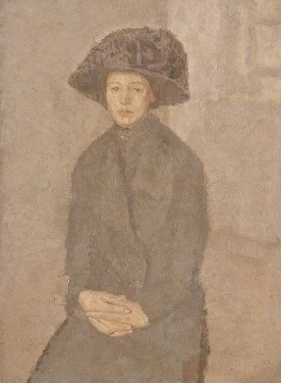 Fiatal nő, nagy kalapot viselő, 1917-25 körül (olaj, vászon a fedélzeten) alkotó: Gwen John