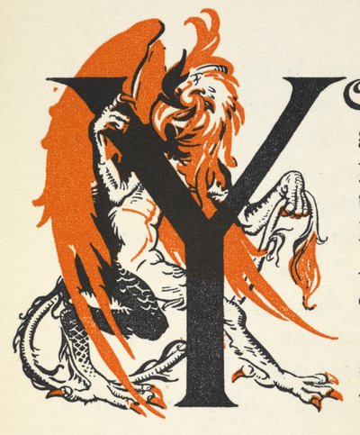 A griffmadárral illusztrált Y betű. alkotó: Gwynedd M. Hudson
