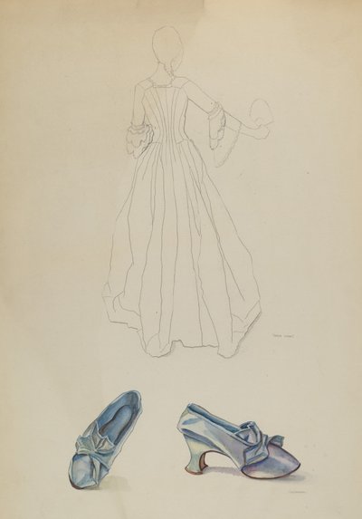Ruha és papucs, c. 1936. alkotó: Gwyneth King