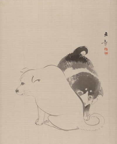 Egy pár kölyökkutya, 1868. alkotó: Gyokusho Kawabata