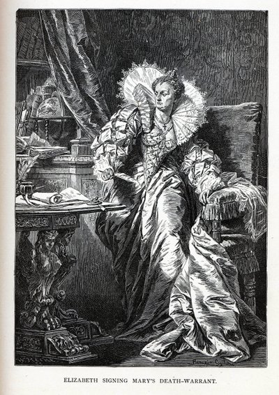 Erzsébet aláírta Mary halálos ítéletét, 1882 alkotó: Gyula Benczúr