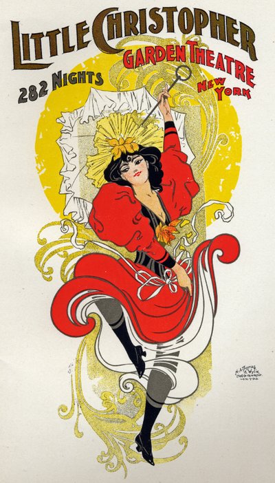 Szórakozás. Tánc. Kánkán táncos. Plakát: H.A. Thomas egy előadásra a Little Christopher Theatre-ben, New York, USA, 1895 körül (plakát) alkotó: H.A. Thomas