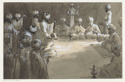 Férfiak összejövetele alkotó: H.C. Louwerse (signed by artist)